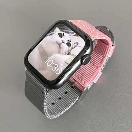 帆布小众拼色尼龙编织适用iwatch表带se苹果手表applewatch新款s8