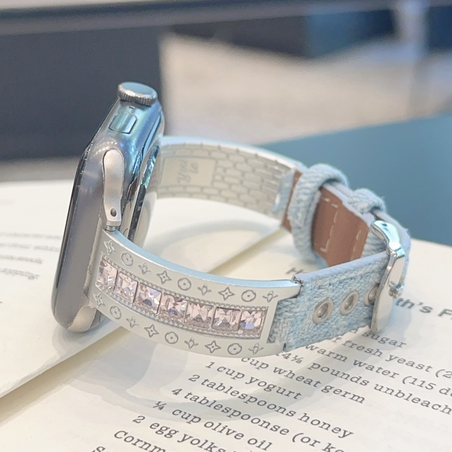 方钻金属链条皮革适用iwatch表带