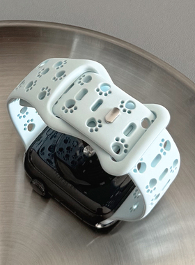 透气猫爪镂空硅胶可爱iwatch表带S10适用苹果SE手表s9小众新款678