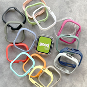 纯色硬壳镂空iwatch表壳9适用AppleWatch苹果se手表s8保护壳Ultra