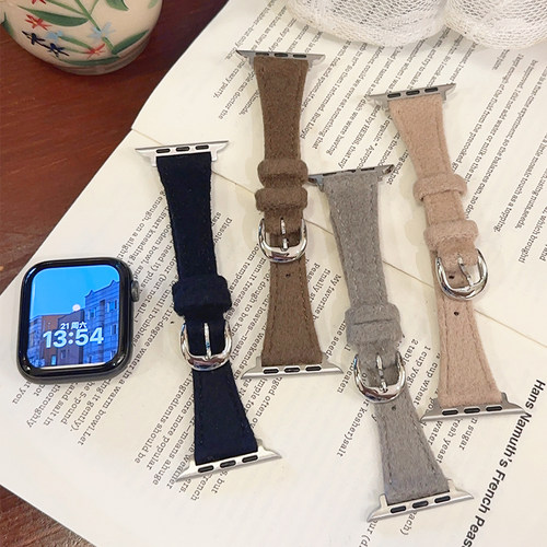 秋冬绒毛皮革适用iwatch表带