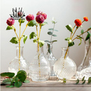 北欧日式 韩式 玻璃瓶收纳 厂家直销透明浮雕玻璃花瓶花器花插 摆件
