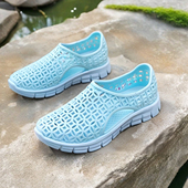 进口乳胶包头越南拖鞋 透气老北京懒人网面坡跟凉鞋 女款 沙滩洞洞鞋