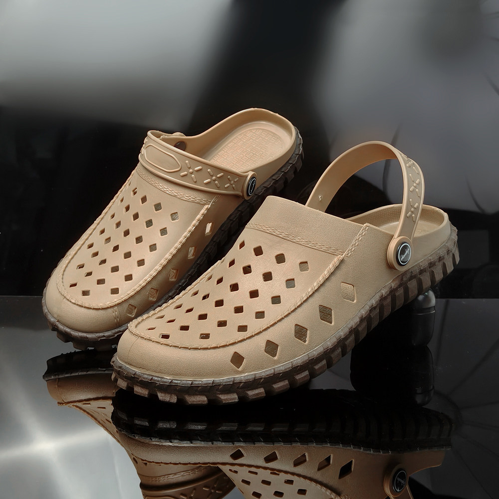 进口越南橡胶两穿洞洞拖鞋男中老年沙滩鞋46码防滑柔软透气不臭脚,流行男鞋,洞洞鞋,淘宝优惠券,粉丝福利购,淘宝优惠卷