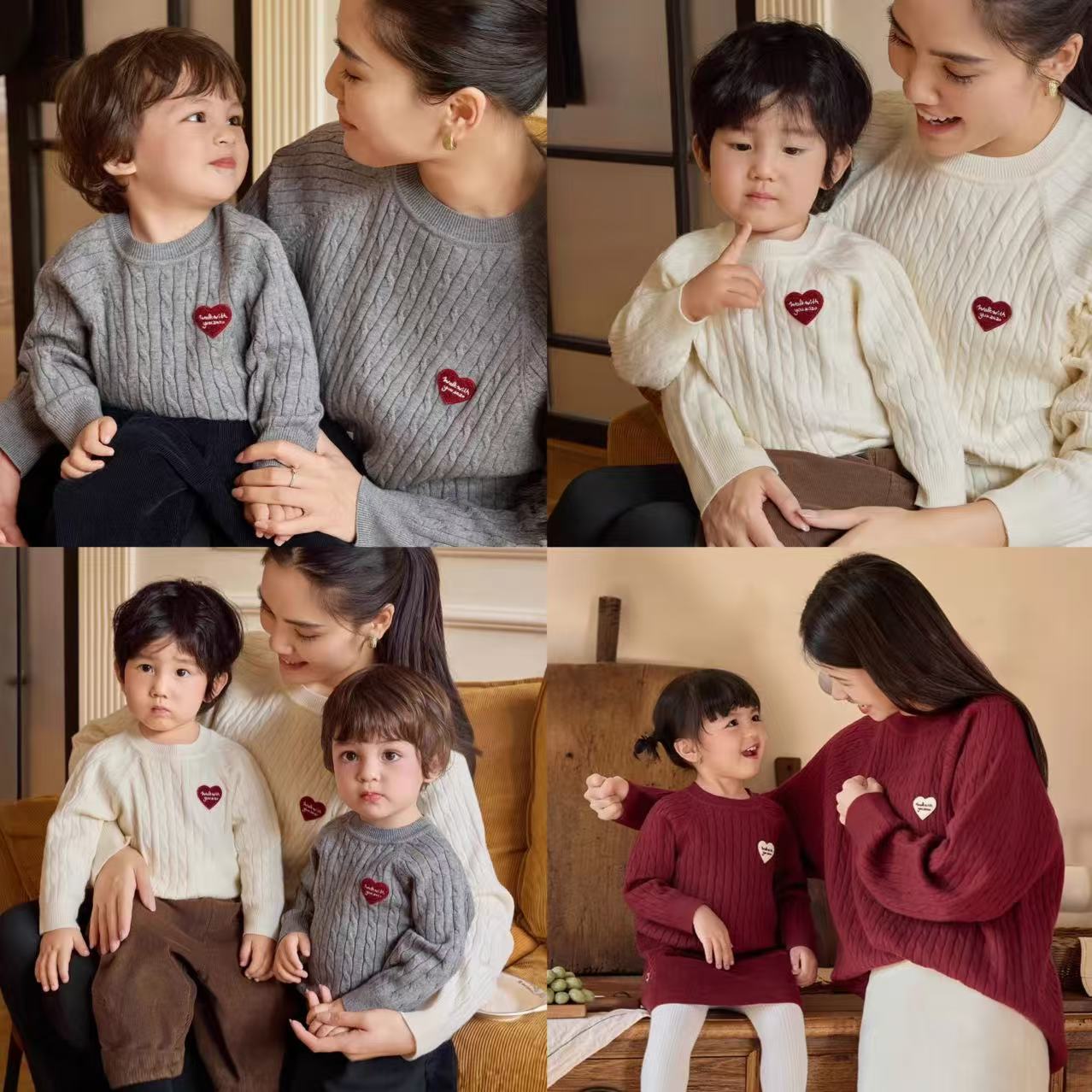 亲子服装一家三口四口2025超火亲子装母女装秋冬毛衣高级感针织衫