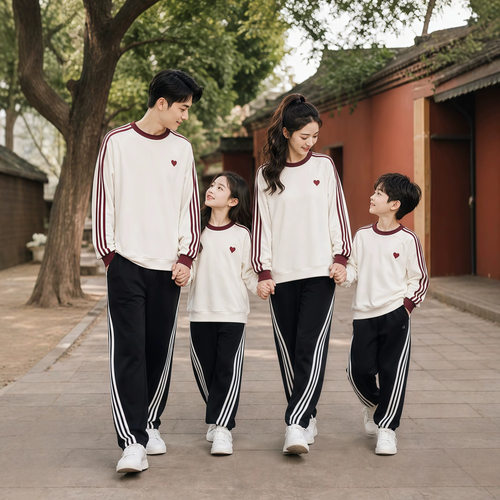 全家亲子装运动套装2026秋季新款高端韩系一家四口母子母女装潮