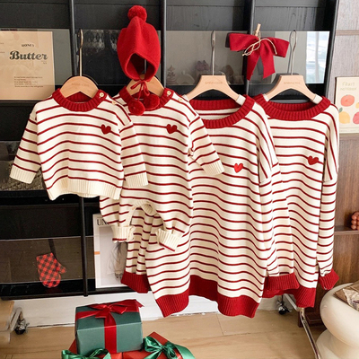 高端亲子装秋冬针织衫毛衣一家三口四口小月龄2025新款母子母女装