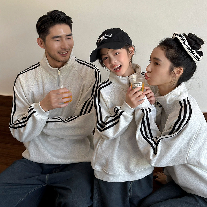 高端亲子装2025新款半拉链立领加绒卫衣一家三四口冬季外套潮,童装/婴儿装/亲子装,亲子装/亲子时装,淘宝优惠券,粉丝福利购,淘宝优惠卷