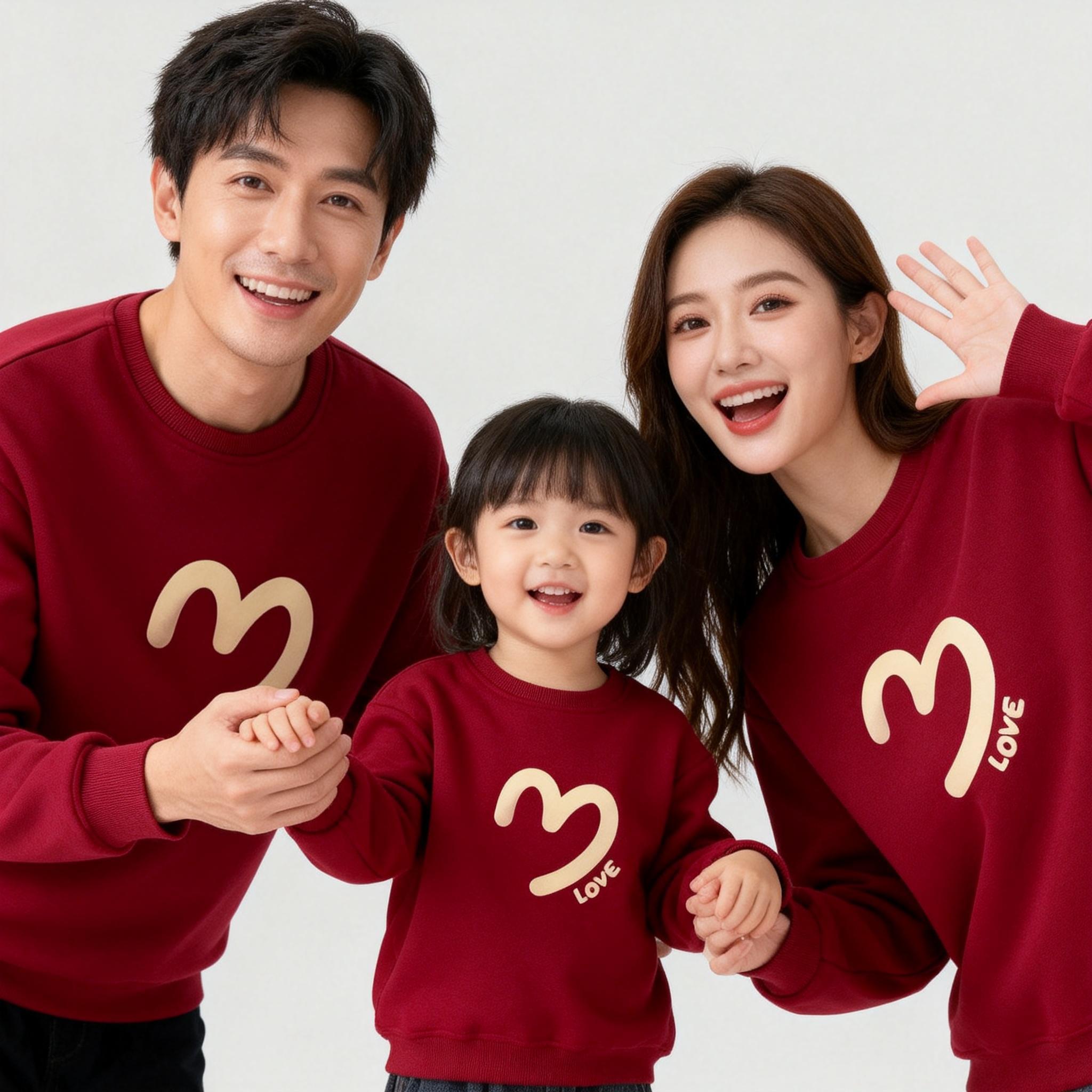 过年红亲子装儿童卫衣套装2025新款男女童装秋冬红色喜庆拜年服潮