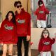 红色拜年服 毛巾绣小狗连帽卫衣一家三口高端全家装 亲子装 秋冬新款