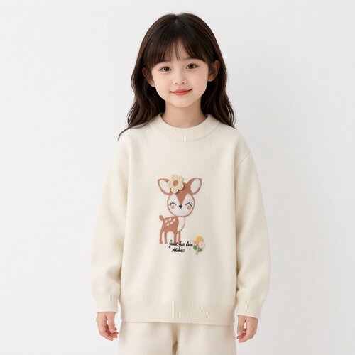 专柜正品abckids童装冬季女童套头保暖圆领毛衫厚毛衣F451204203