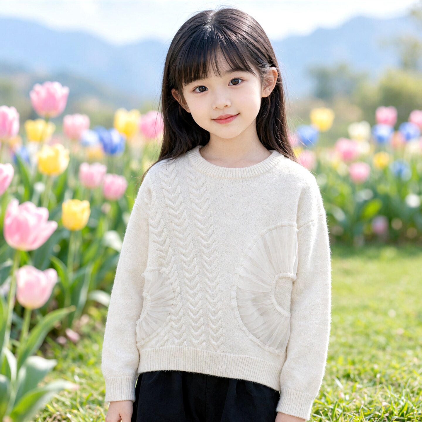 ABCKIDS童装冬款女童圆领细毛线衫毛衣针织衫打底套头 F251304206图片