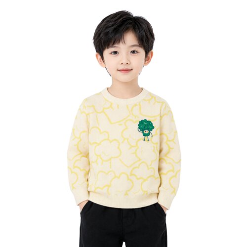 Abckids男童卡通圆领套头毛衣