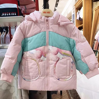 abckids童装冬季新款女童小童拼色保暖休闲保暖羽绒服 F351209222