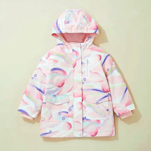 商场同款Abckids卡通印花连帽羽绒服两件套女中长款加厚保暖外套