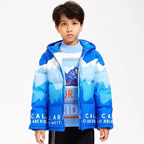abckids童装冬款男童加厚保暖连帽时尚外套白鸭羽绒服 F252309077