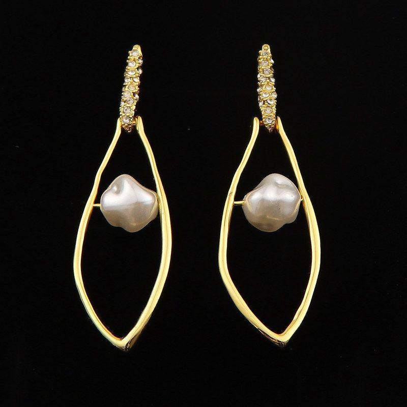 欧美鬼才AB设计几何镶嵌满钻巴洛克仿珍珠耳环铜镀金小众轻奢耳钉,饰品/流行首饰/时尚饰品新,耳环,淘宝优惠券,粉丝福利购,淘宝优惠卷