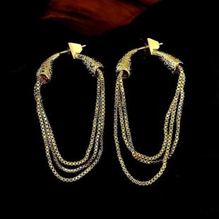 2026新款鬼才耳环欧美时尚设计长款流苏线条耳饰个性轻奢风女批发