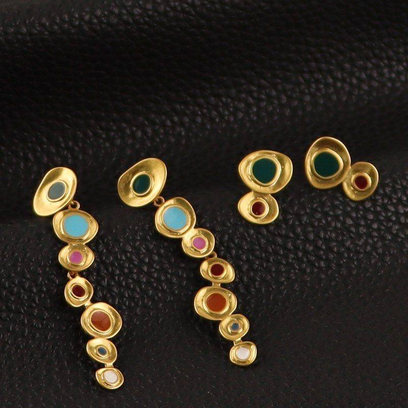 欧美风长款彩釉珐琅耳饰不规则彩色几何设计感日常通勤耳钉时尚女,饰品/流行首饰/时尚饰品新,耳钉,淘宝优惠券,粉丝福利购,淘宝优惠卷