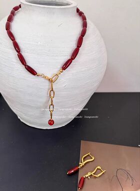 2026新款饰品红玛瑙串珠项链耳环