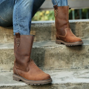 真皮牛皮马丁靴男靴高筒皮靴子防水套筒复古英伦工装 马丁机车靴 鞋