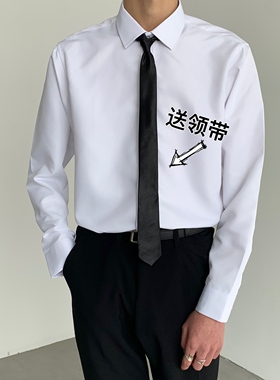 春季港风衬衣禁欲修身商务纯色衬衣男女同款宽松休闲dk制服衬衫潮