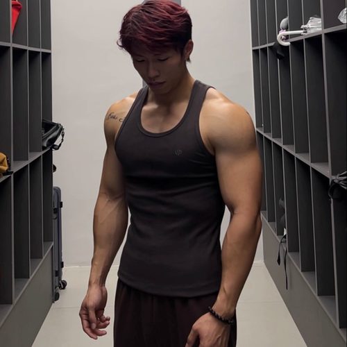 ULTISO本源 美式300g重磅速干螺纹背心印花休闲透气健身运动修身