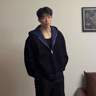 ULTISO本源 cleanfit连帽外套 高定1200g重磅复合撞色卫衣廓形开衫