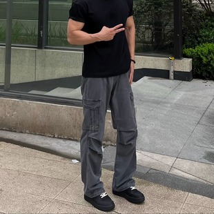 解构多口袋直筒宽松百搭休闲裤 本源ULTISO 裤 复古水洗工装 美式