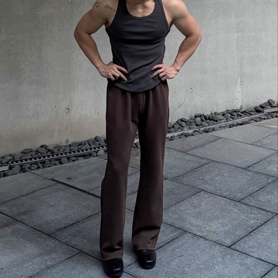 ULTISO本源 美式休闲空气层卫裤重磅517微喇宽松垂感运动百搭长裤