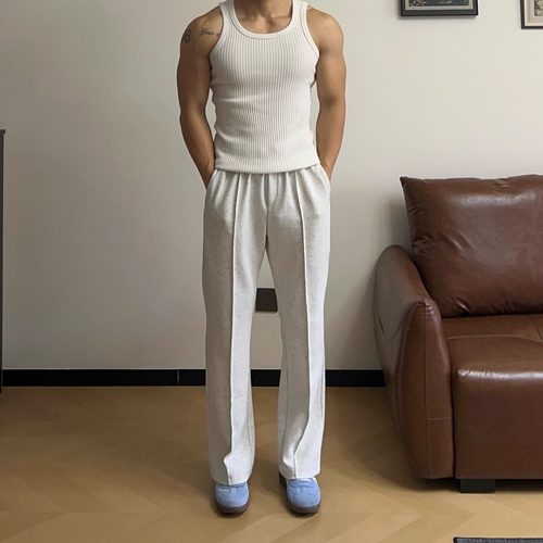 ULTISO本源 美式重磅空气层卫裤中缝线微喇显高休闲健身百搭长裤