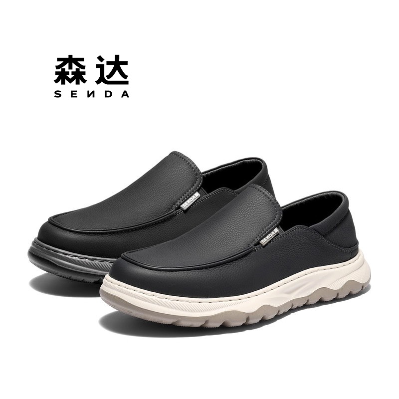 森达2026春轻底软面乐福休闲男鞋
