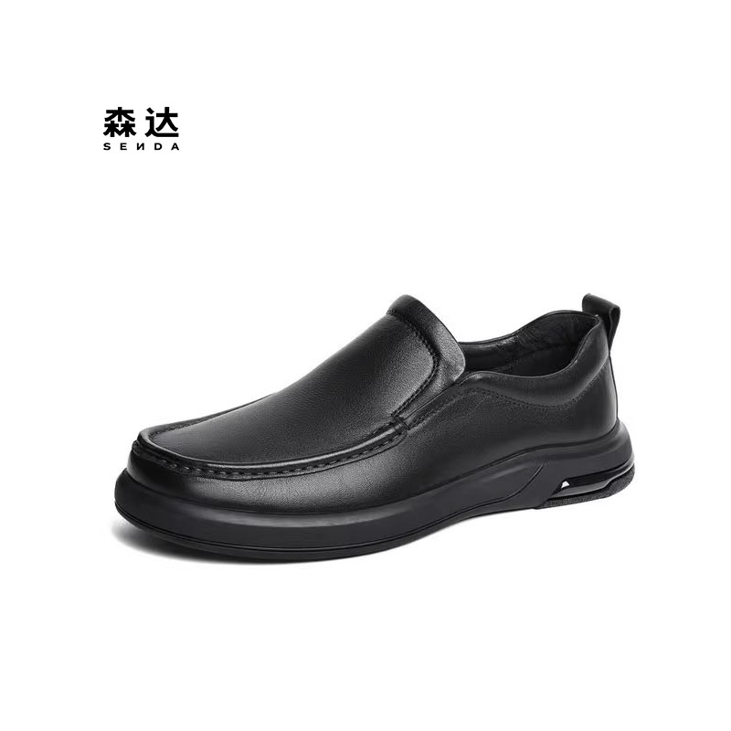森达平跟一脚蹬休闲男皮鞋