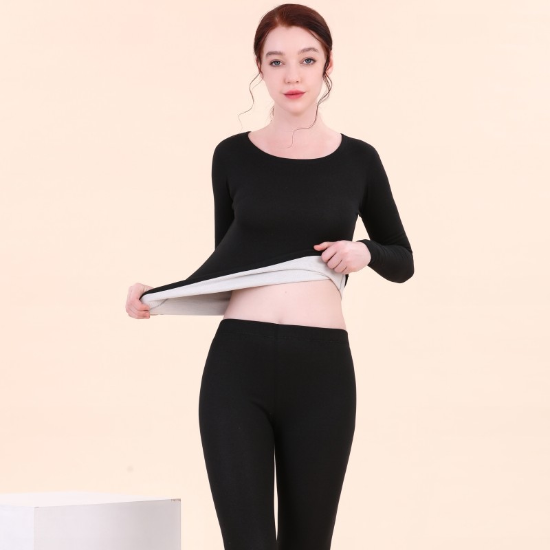 德绒发热保暖内衣女羊毛蚕丝绒