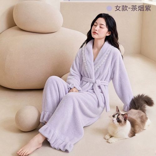 海岛绒睡袍女士加厚珊瑚绒家居服