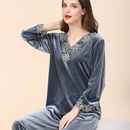 大码 金丝绒睡衣女秋冬季 天鹅绒睡衣套装 长裤 珊瑚绒保暖家居服 长袖