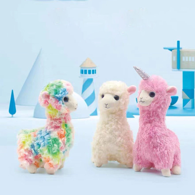 正版美国ty毛绒豆豆宝宝彩色羊驼公仔布娃娃公仔仿真玩偶生日礼物