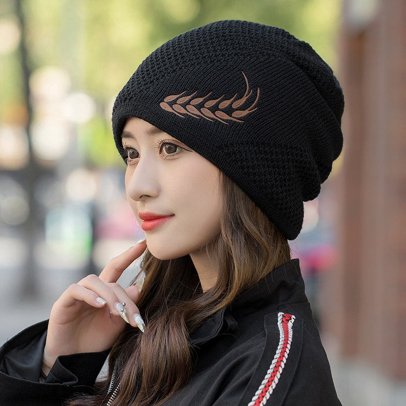 户外女士帽子秋冬季包头帽毛线帽冬天骑车加绒加厚保暖护耳针织帽