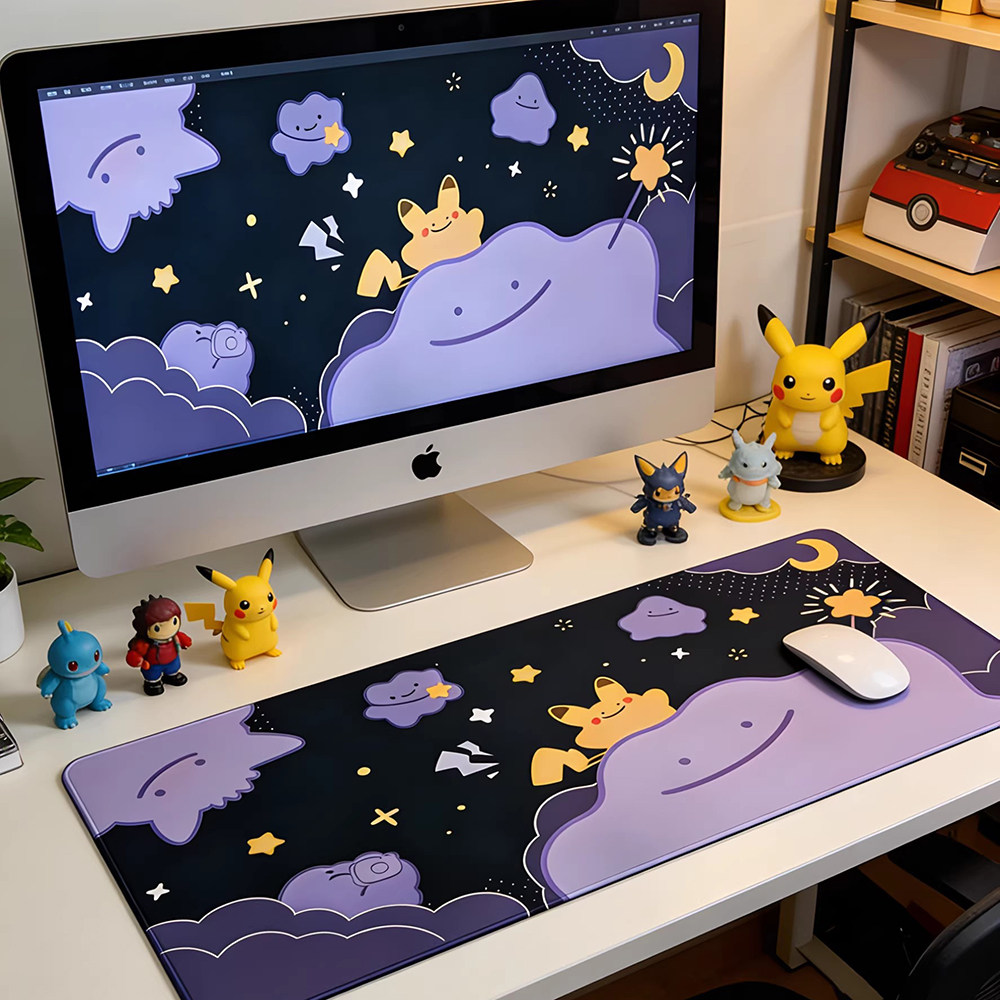 百变怪鼠标垫学生桌面电竞游戏大号加厚锁边桌垫宝可梦办公电脑垫