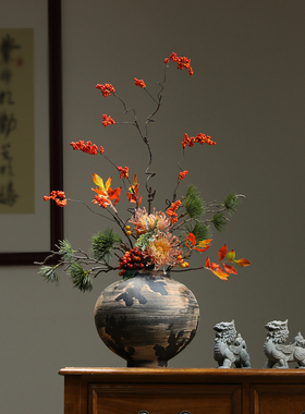 新中式陶瓷花瓶禅意高级插花摆件