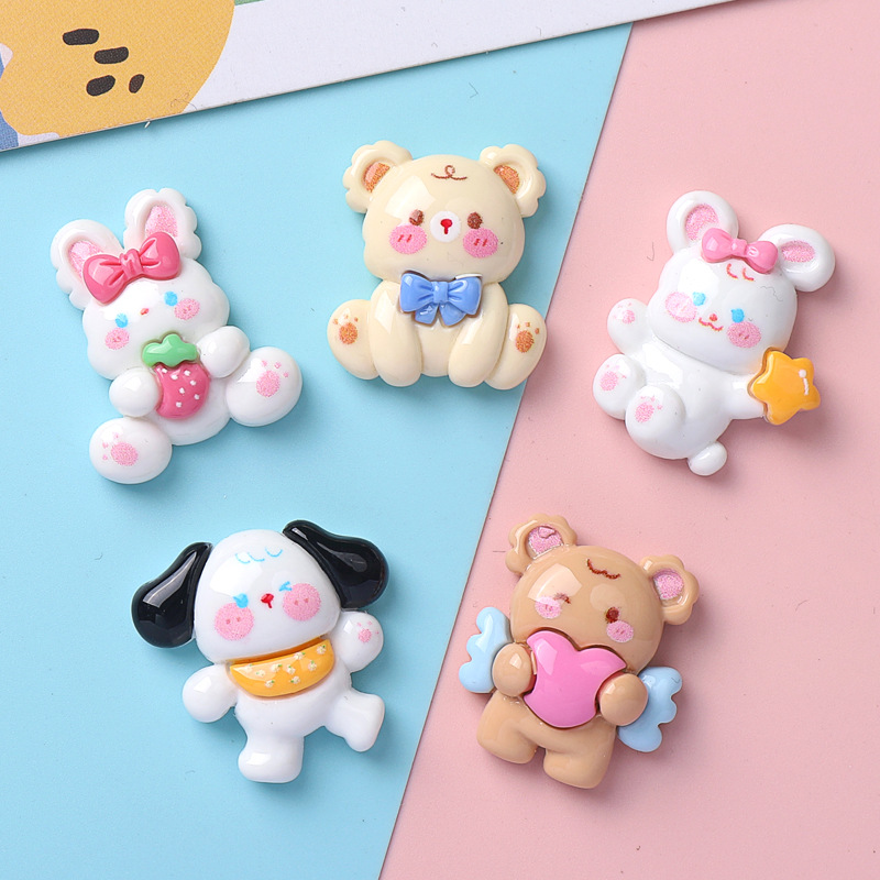 卡通亮面可爱动物diy树脂配件饰品手工制发夹手机壳水杯头饰