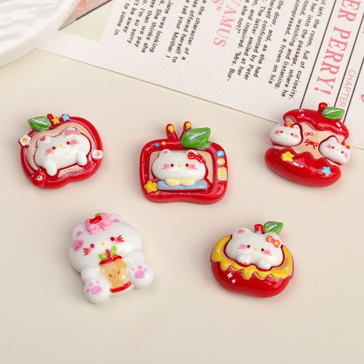 卡通diy树脂配件饰品实色苹果动物奶油胶发夹手机壳鞋扣钥匙扣吊