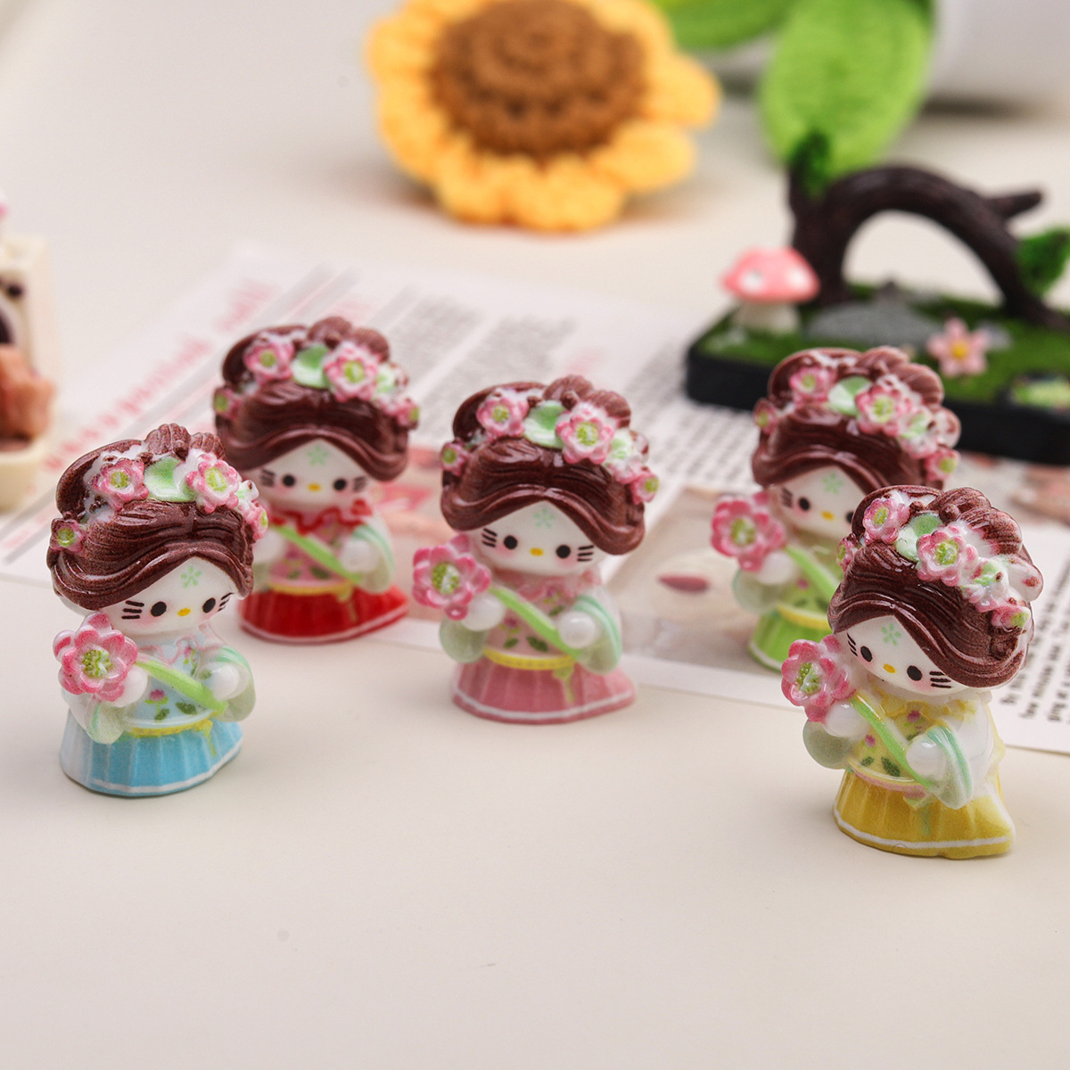 卡通diy树脂配件饰品立体荷花姑娘发夹手机壳鞋扣钥匙扣吊坠配饰