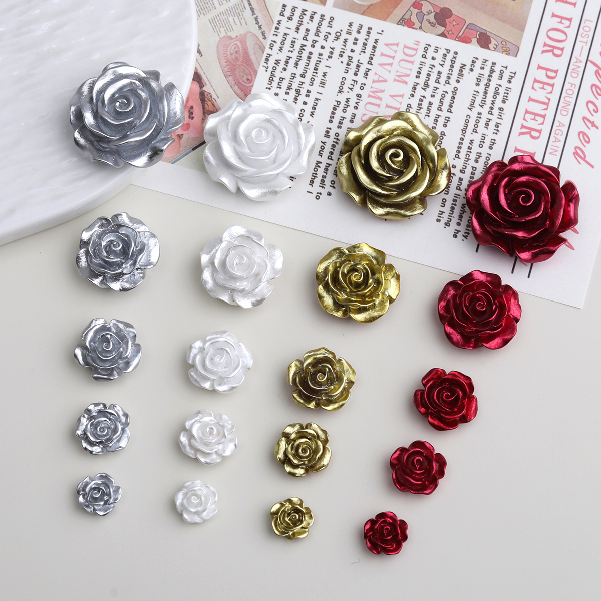 卡通diy树脂配件跨境饰品珠光山茶花奶油胶发夹手机壳鞋扣耳朵饰