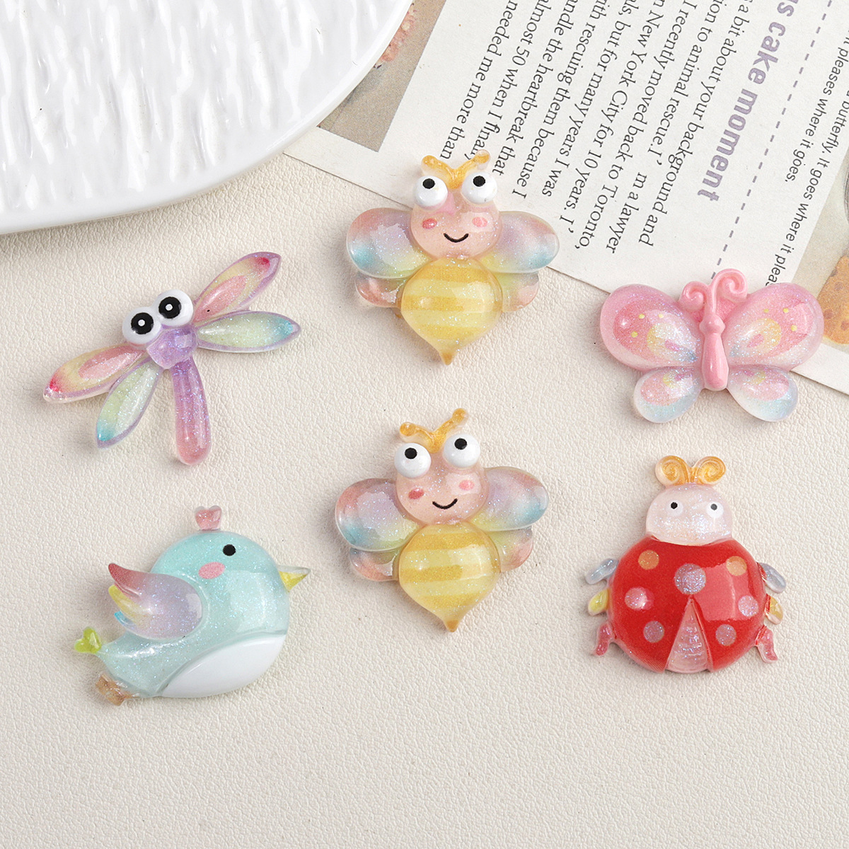 卡通diy树脂配件饰品细闪昆虫动物发夹手机壳鞋扣钥匙扣吊坠配饰