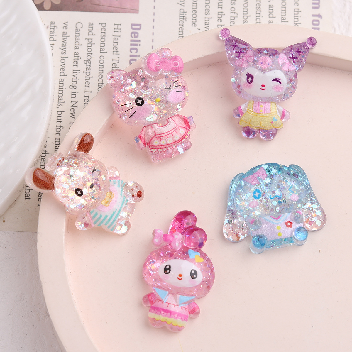 卡通diy树脂配件饰品闪小鸥奶油胶发夹手机壳洞洞鞋扣钥匙扣吊坠