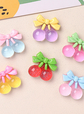 卡通亮面冰透樱桃diy树脂配件饰品手工制发夹手机壳水杯头饰