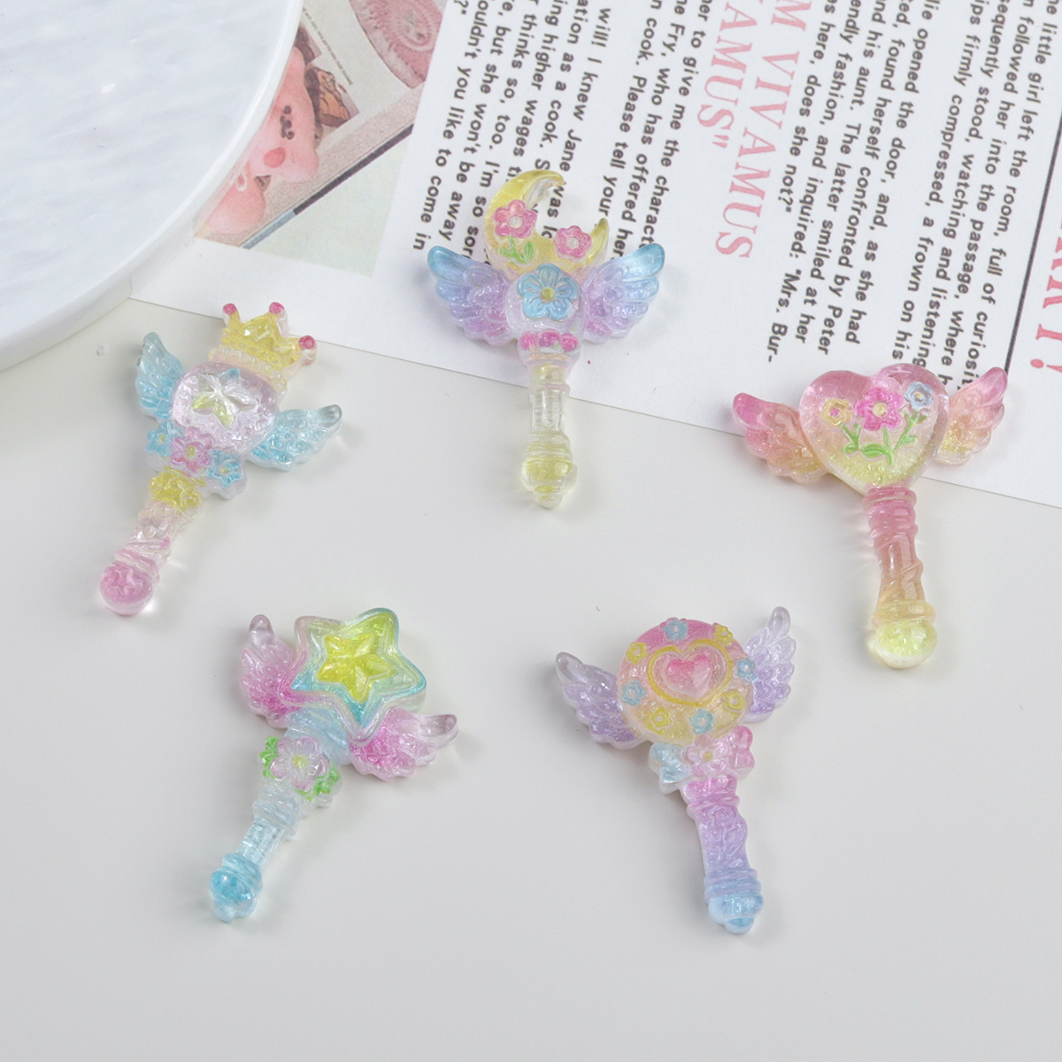 卡通diy树脂配件饰品细闪仙女棒奶油胶发夹手机壳鞋扣钥匙扣吊坠