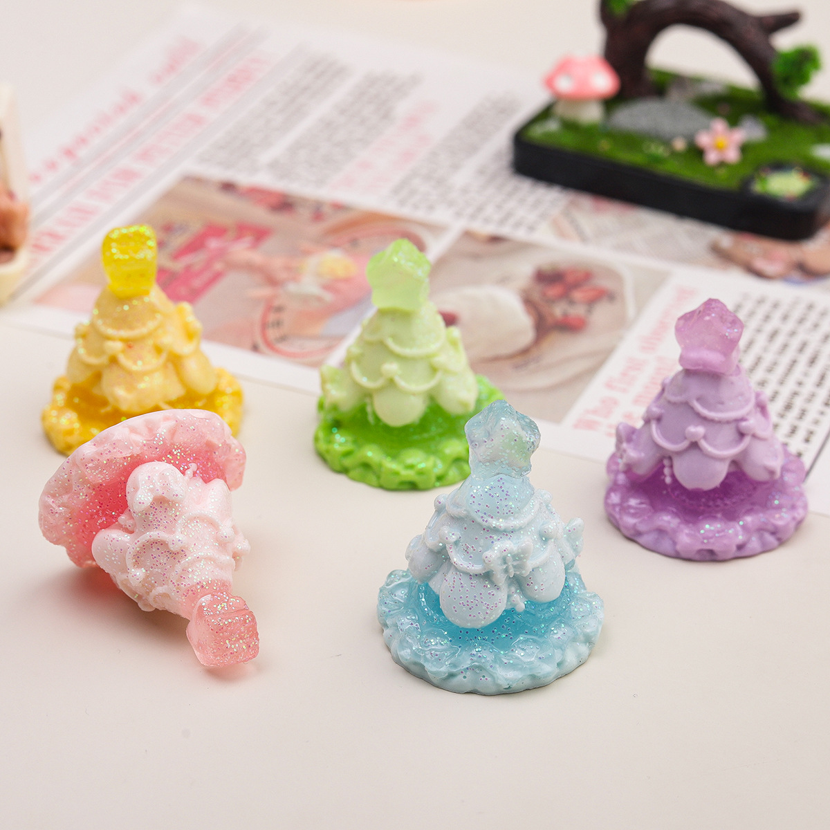 卡通diy树脂配件饰品立体圣诞树奶发夹手机壳鞋扣钥匙扣吊坠配饰