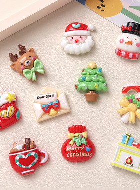 卡通diy树脂配件饰品10款圣诞奶油胶手工制发夹手机壳鞋扣配饰批